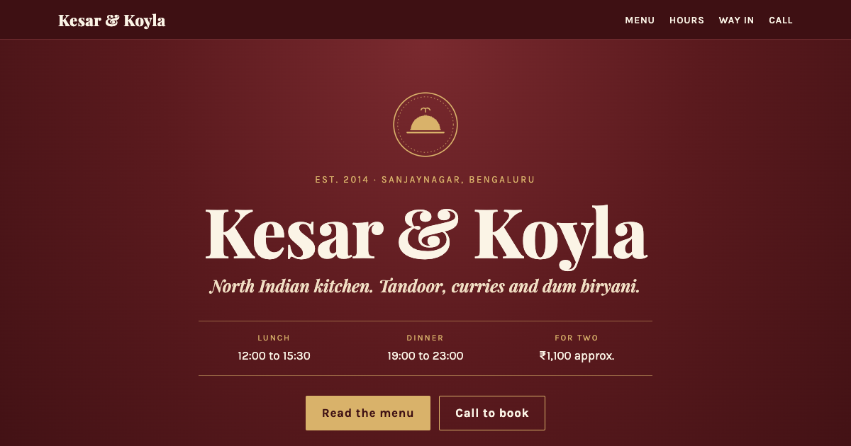 Menu Card template screenshot